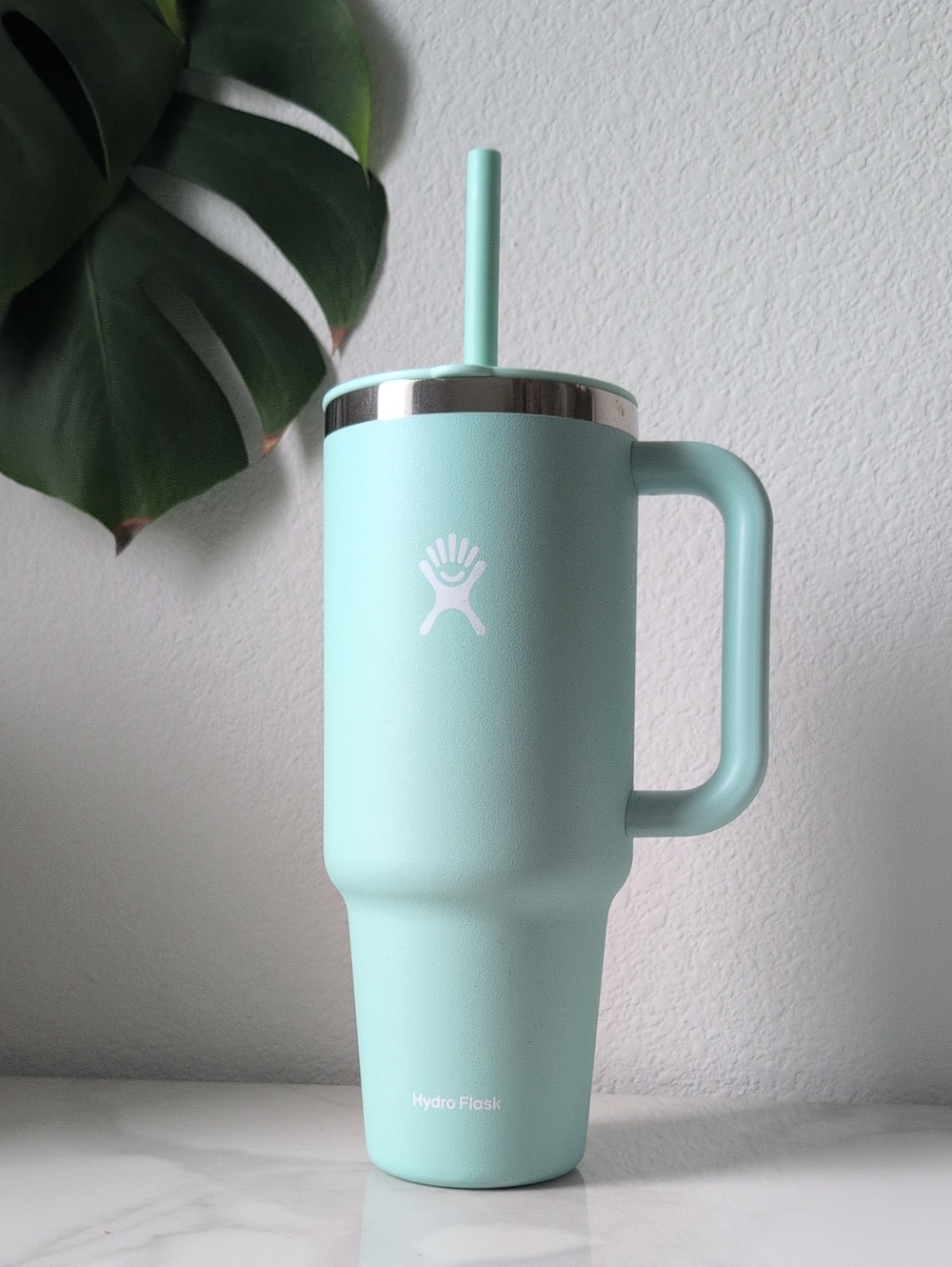 Hydro Flask Mint Green Travel Tumbler with Handle & Straw